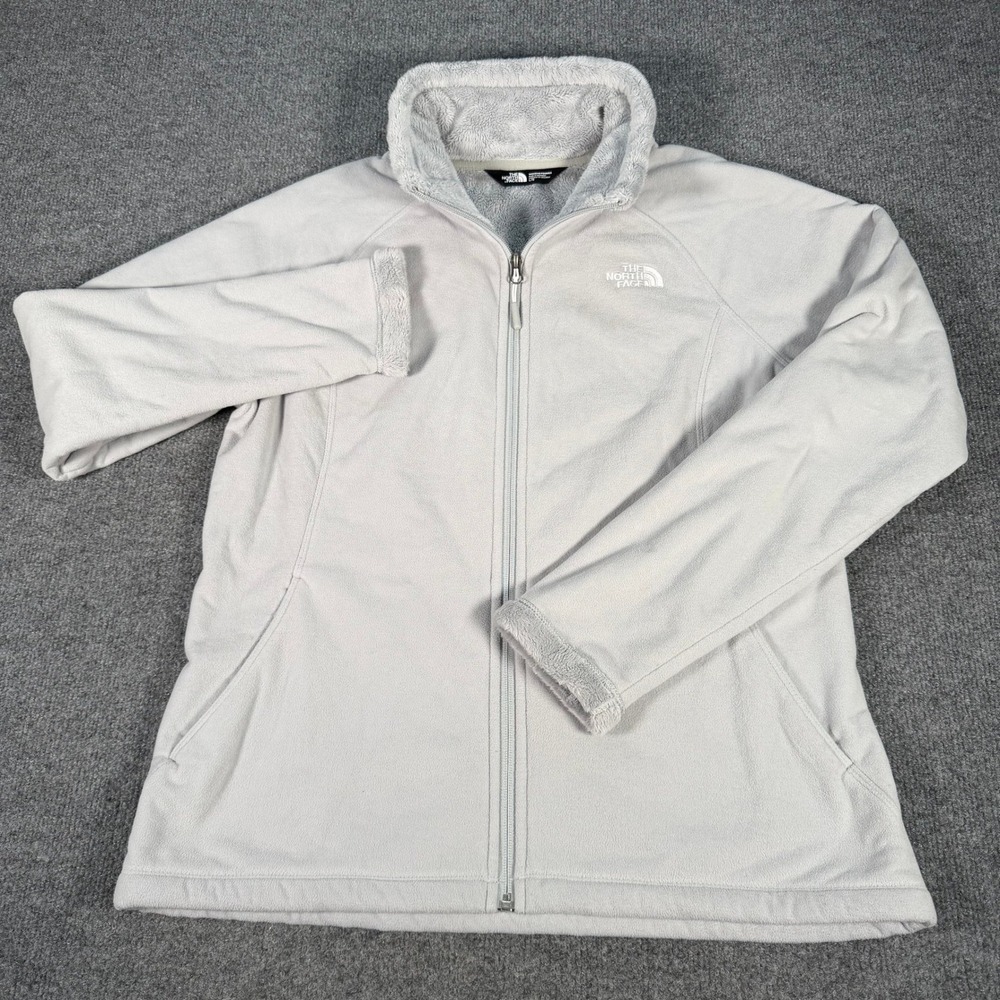 The North Face Osito 2 Full Zip Fleece Jacket Light Gray CTP8 Womens Large - Picture 2 of 8